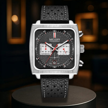 Silver Square Chronograph Watch