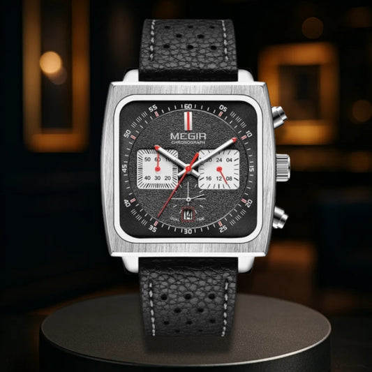 Silver Square Chronograph Watch