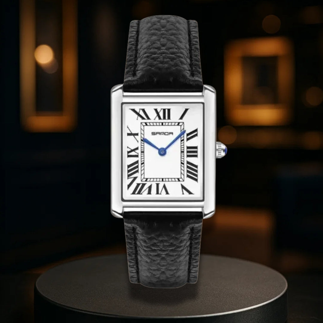 Rectangular Silver-Tone Watch for Men & Women