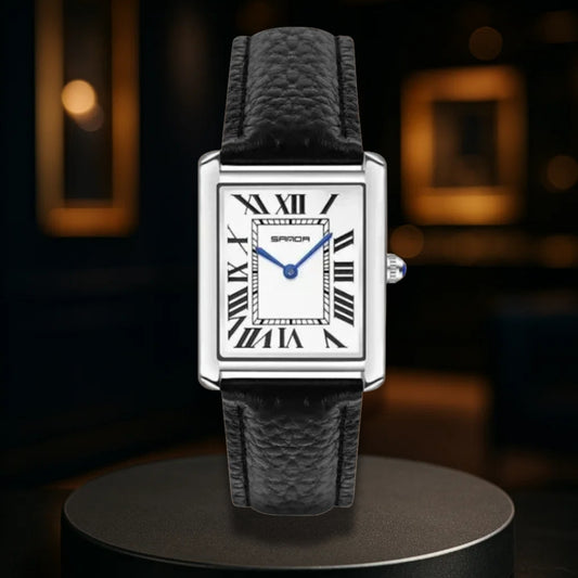 Rectangular Silver-Tone Watch for Men & Women