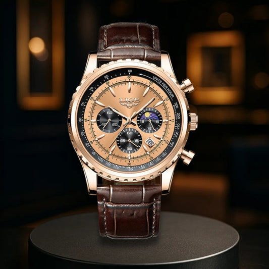Elegant Chronograph Moon Phase Watch