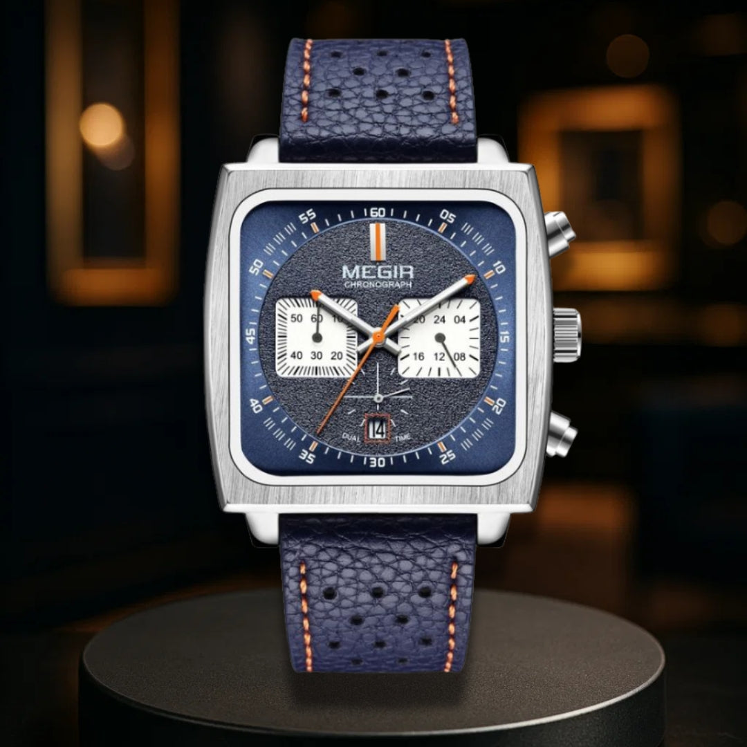 Silver Square Chronograph Watch