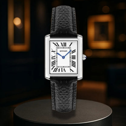 Rectangular Silver-Tone Watch for Men & Women