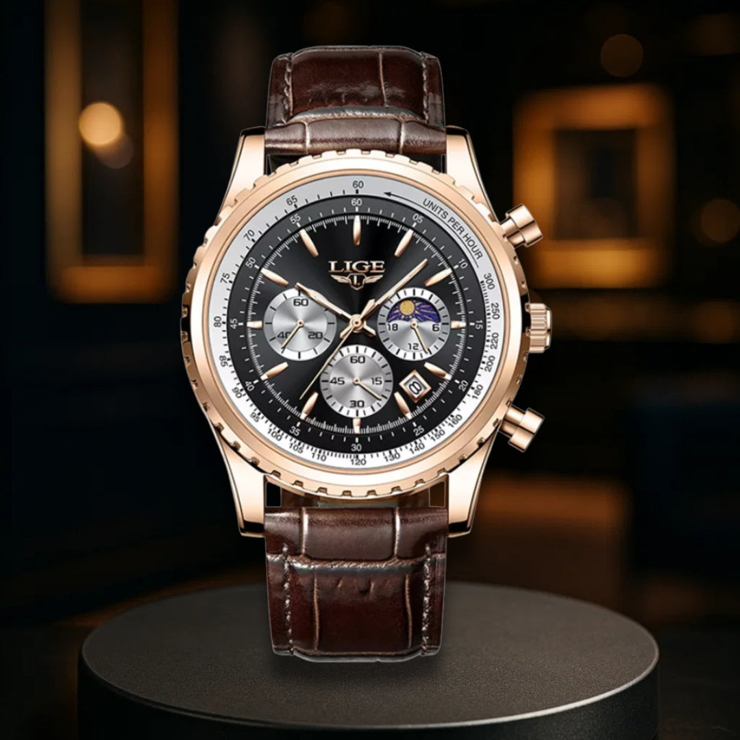 Elegant Chronograph Moon Phase Watch