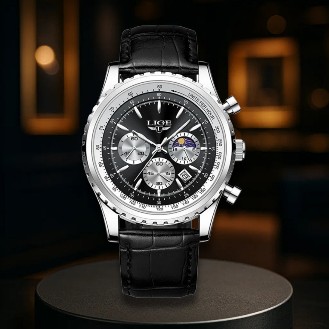 Elegant Chronograph Moon Phase Watch