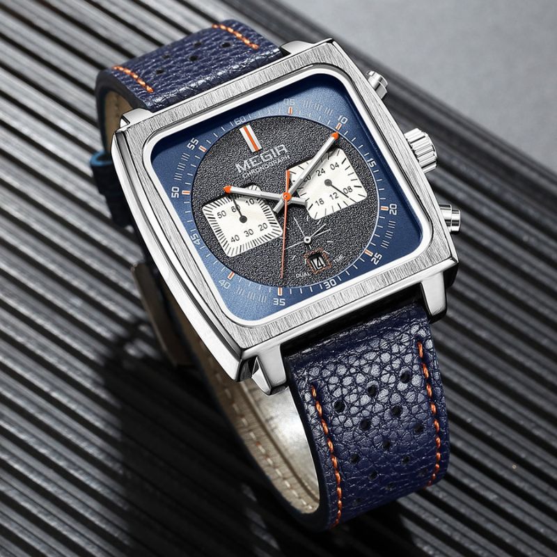 Silver Square Chronograph Watch
