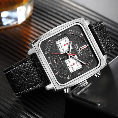 Silver Square Chronograph Watch