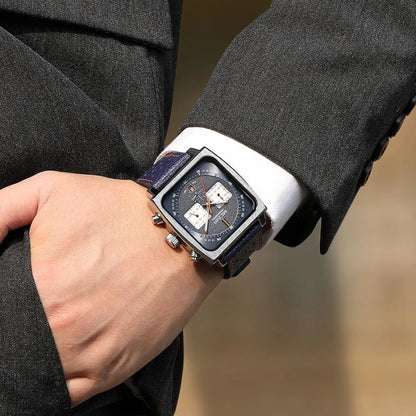 Silver Square Chronograph Watch