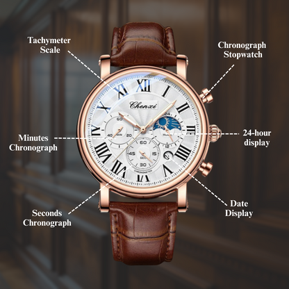 Luxury Leather Chronograph Watch