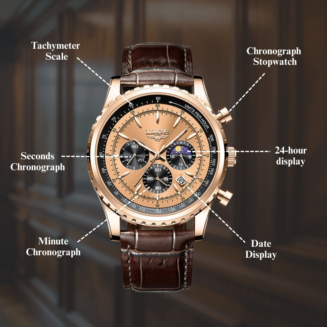 Elegant Chronograph Moon Phase Watch