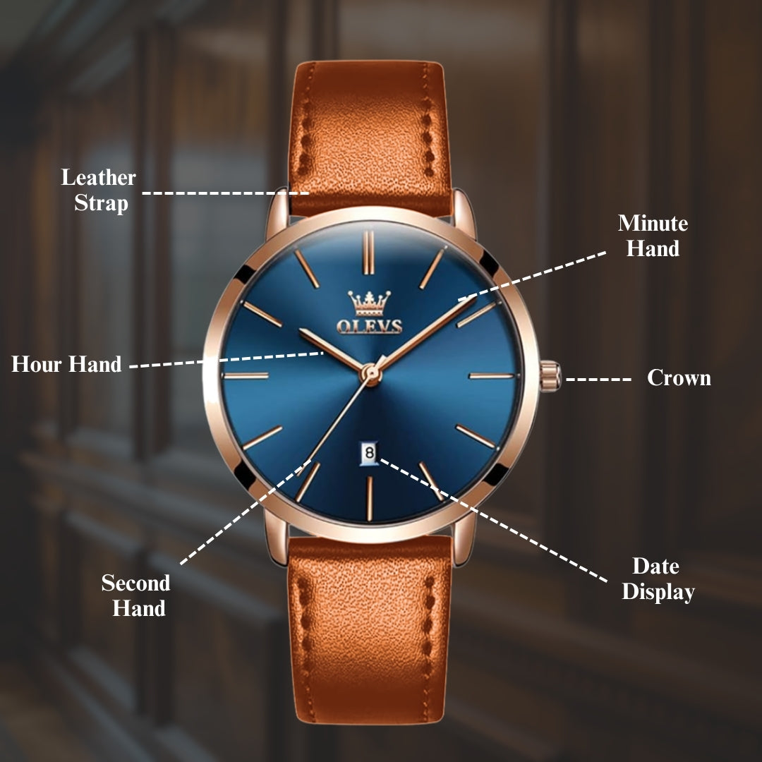 Cruise Leather Date Watch