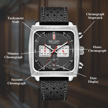 Silver Square Chronograph Watch