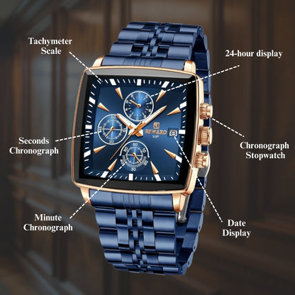 Men's Rectangular Luxury Quartz Wristwatch
