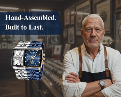 Men's Rectangular Luxury Quartz Wristwatch