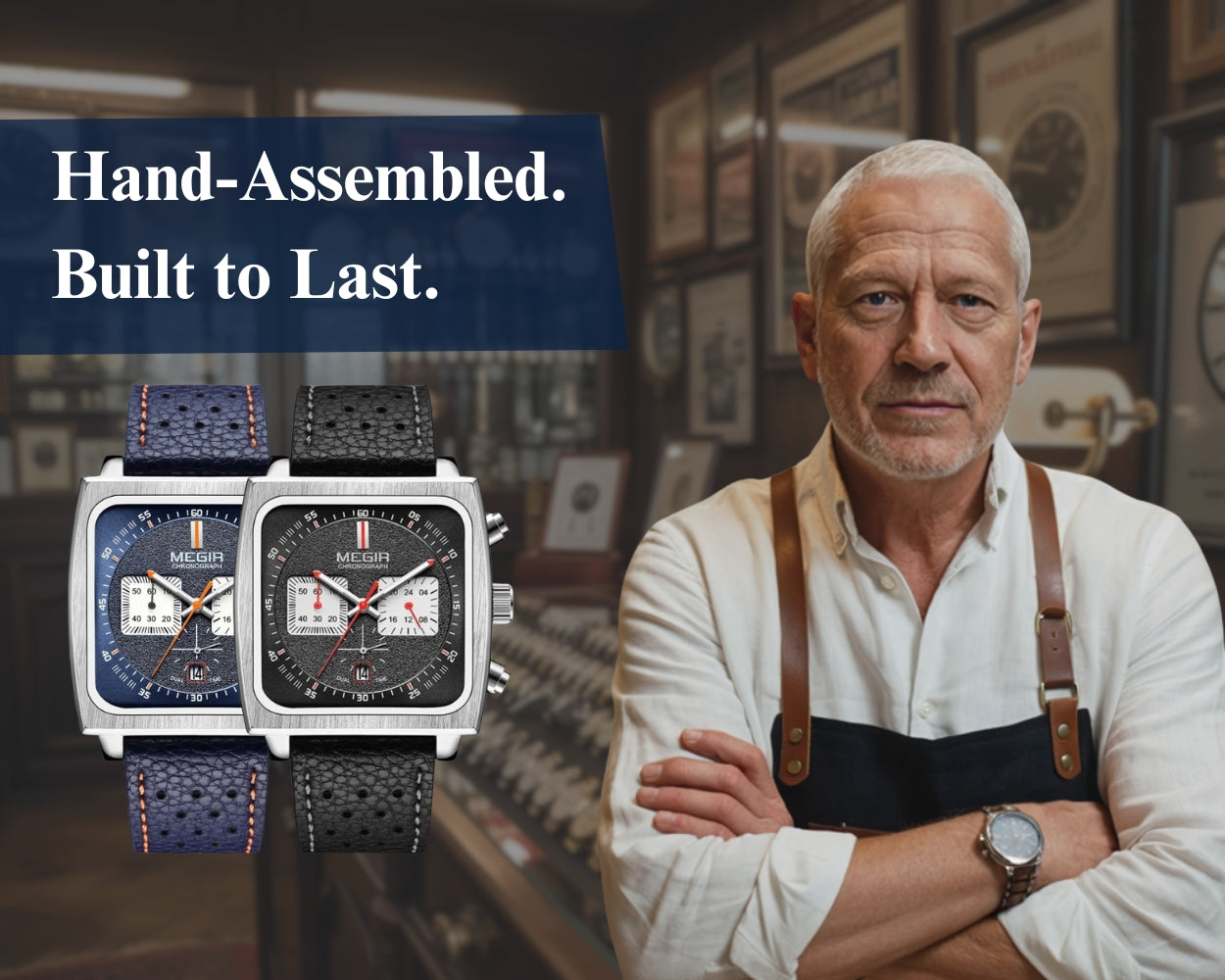Silver Square Chronograph Watch