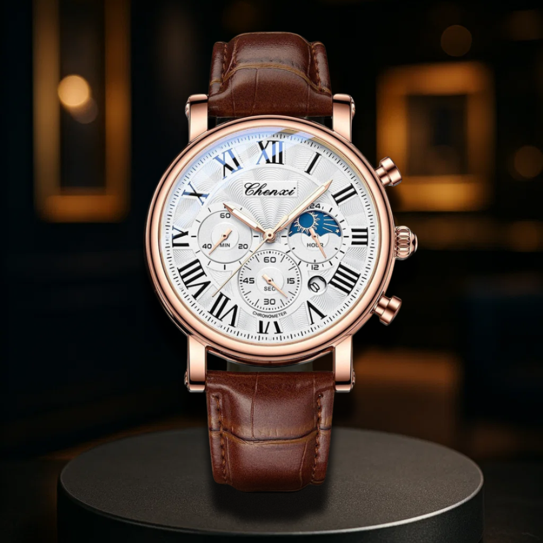 Luxury Leather Chronograph Watch