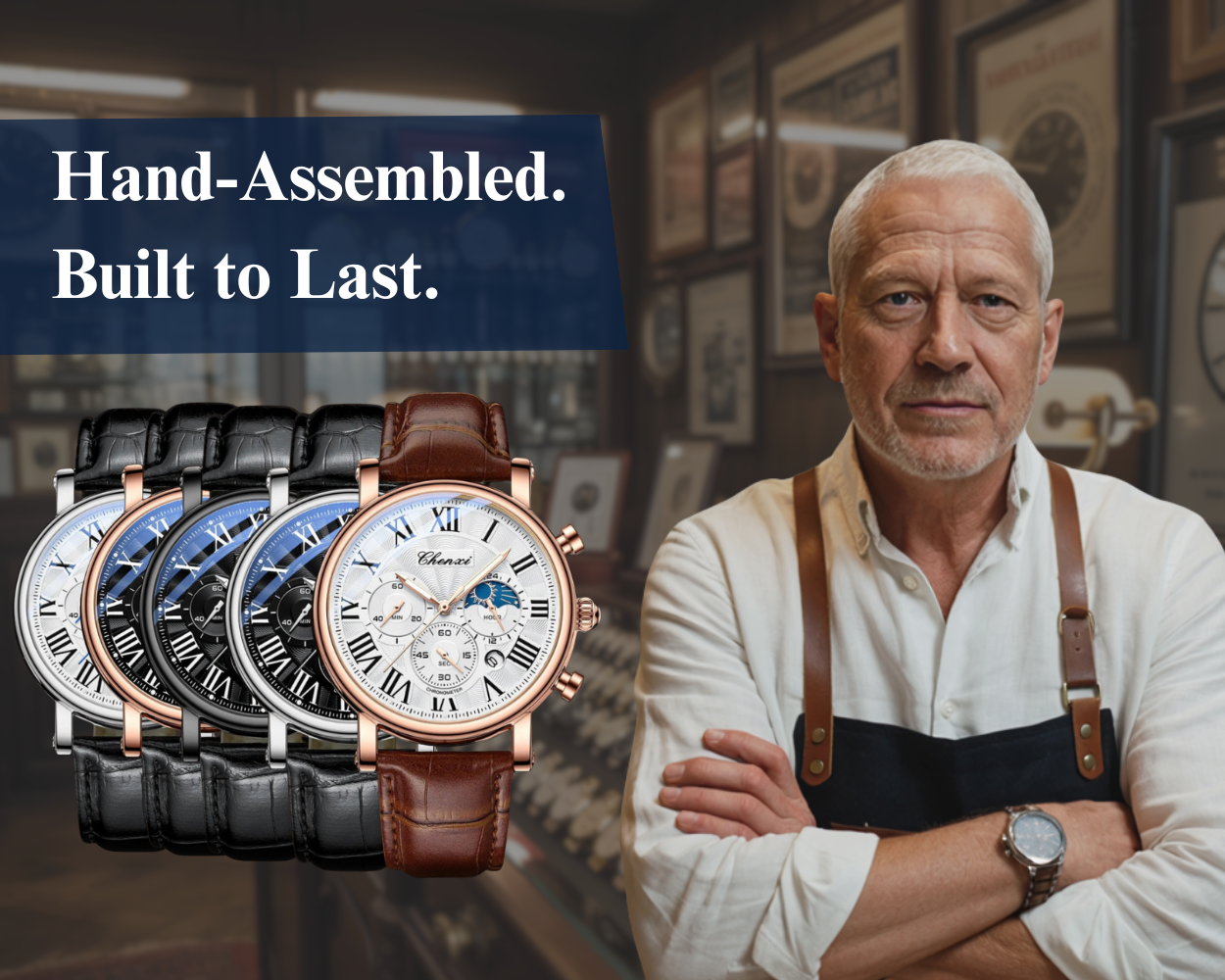 Luxury Leather Chronograph Watch