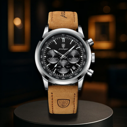 Luminous Leather Chronograph Watch