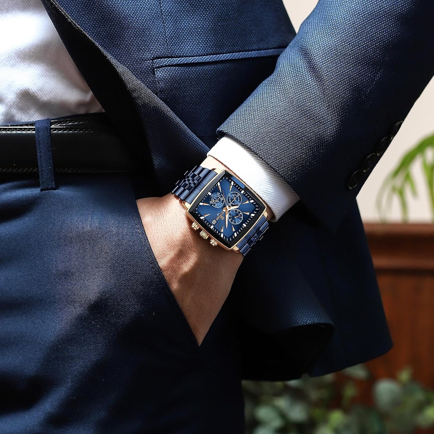 Men's Rectangular Luxury Quartz Wristwatch