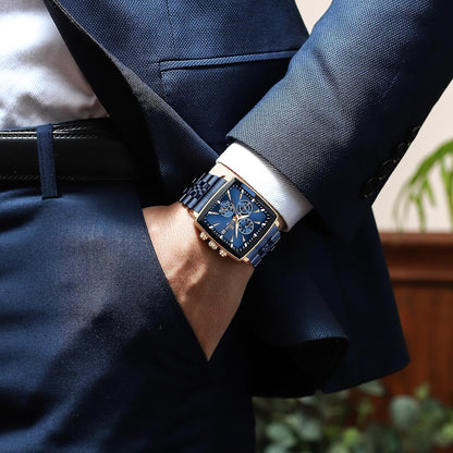 Men's Rectangular Luxury Quartz Wristwatch