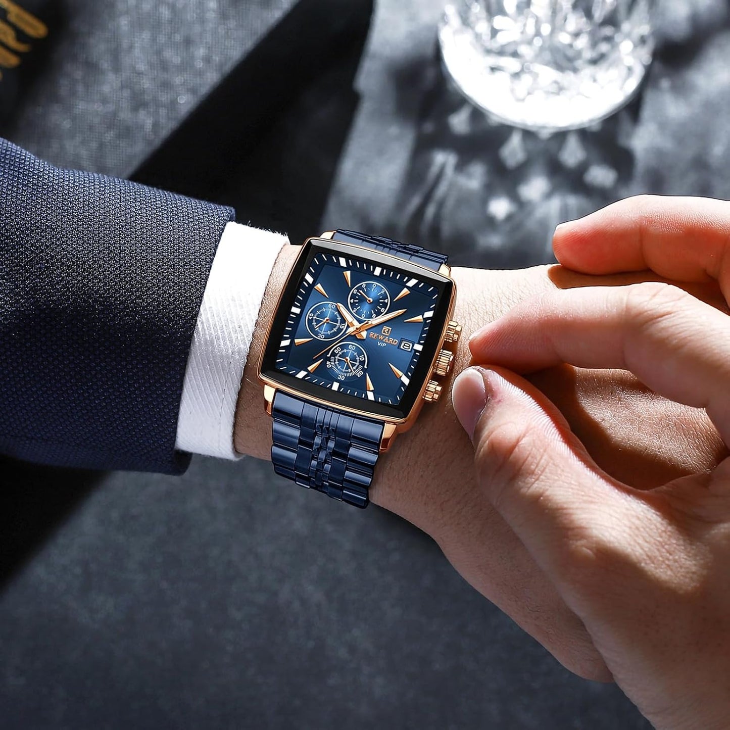 Men's Rectangular Luxury Quartz Wristwatch