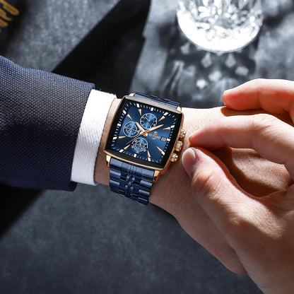 Men's Rectangular Luxury Quartz Wristwatch