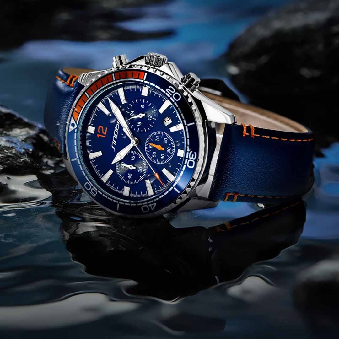 Men’s Quartz Chronograph Leather Watch